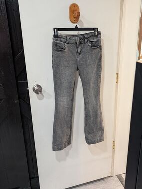 Kids Gray/Black Mid Rise Flare Jeans - Comfortable Stretch Denim